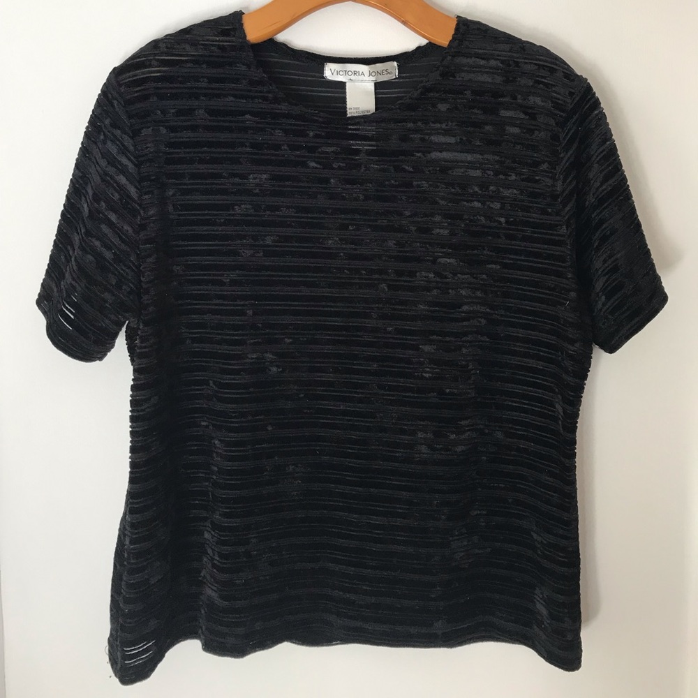Vintage velvet and mesh striped tee shirt.